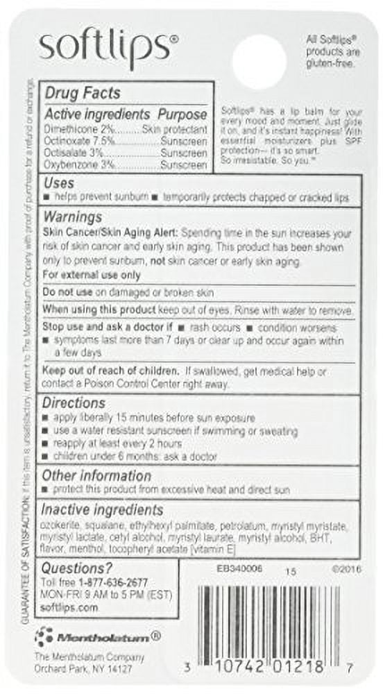 Softlips Lip Protectant SPF 20, Vanilla, 2 count (Pack of 6)
