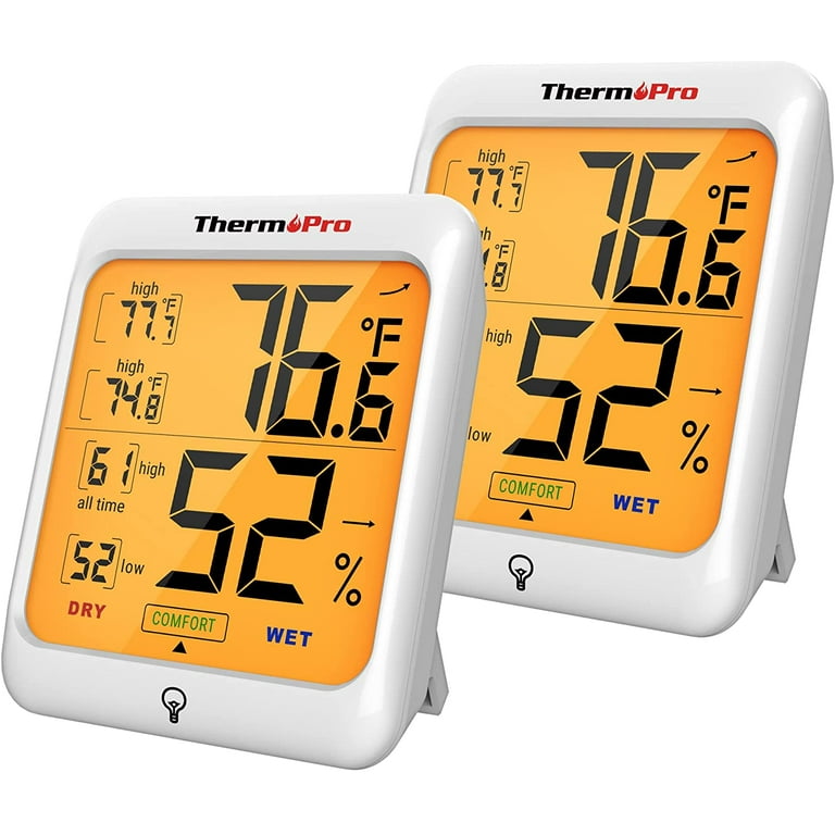 ThermoPro TP53 Digital Hygrometer Indoor Thermometer for Home, Temperature  Humidity Sensor with Comfort Indicator & Max Min Records, Backlight Display