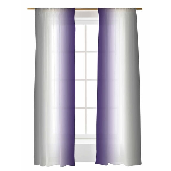 Abstract Sheer Curtains 96 Inch Long 2 Panels, Dark Gray Purple Gradient Ombre Light Filtering Rod Pocket Semi Sheer Curtains, Sheer Voile Drapes for Living Room Bedroom, 52"x96"