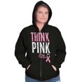 thumbnail image 3 of Pink Ribbon Cure Breast Cancer Awareness Womens Plus Size Graphic Zipper Hoodie Brisco Brands 2X, 3 of 5