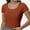 Rust, variant on Women's Short Sleeve Square Neck Color Block T Shirt Summer Slim Fit Basic Tee Tops
