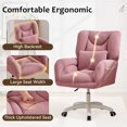 thumbnail image 4 of Cozy Teddy Desk Chair with Wheels, SESSLIFE Pink Home Office Chair with High Back and Lumbar Pillow, Adjustable Swivel Computer Chair Home Office, Study, Vanity Room, Bedroom, 4 of 8