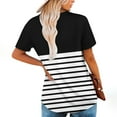 thumbnail image 3 of Fmbrln Womens Summer Short Sleeve T-Shirts Fashion V Neck Stripe Print Tops Casual Loose Long Hem False Two Piece Tees, 3 of 5