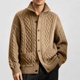 thumbnail image 2 of Babcutegg Big and Tall Mens Turtleneck Cardigan Sweater Cable Knit Vintage Casual Button Down Sweaters with Pockets Size M, 2 of 9