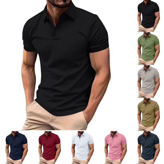 SGFCWSX Golf Polo Shirts for Men Quick Dry Short Sleeve Slim Fit Lightweight Casual Business Top Black Size 2XL