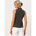 thumbnail image 4 of DARING DIVA Mock Neck Ruffle Sleeveless Casual Blouse Top S Dark Grey, 4 of 6