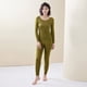 thumbnail image 1 of Traje cálido de otoño e invierno, camisa de fondo para mujer, pantalones de manga larga, ropa ajustada que moldea la piel, ropa de otoño, pantalones largos, ropa interior ultrafina, 1 of 6