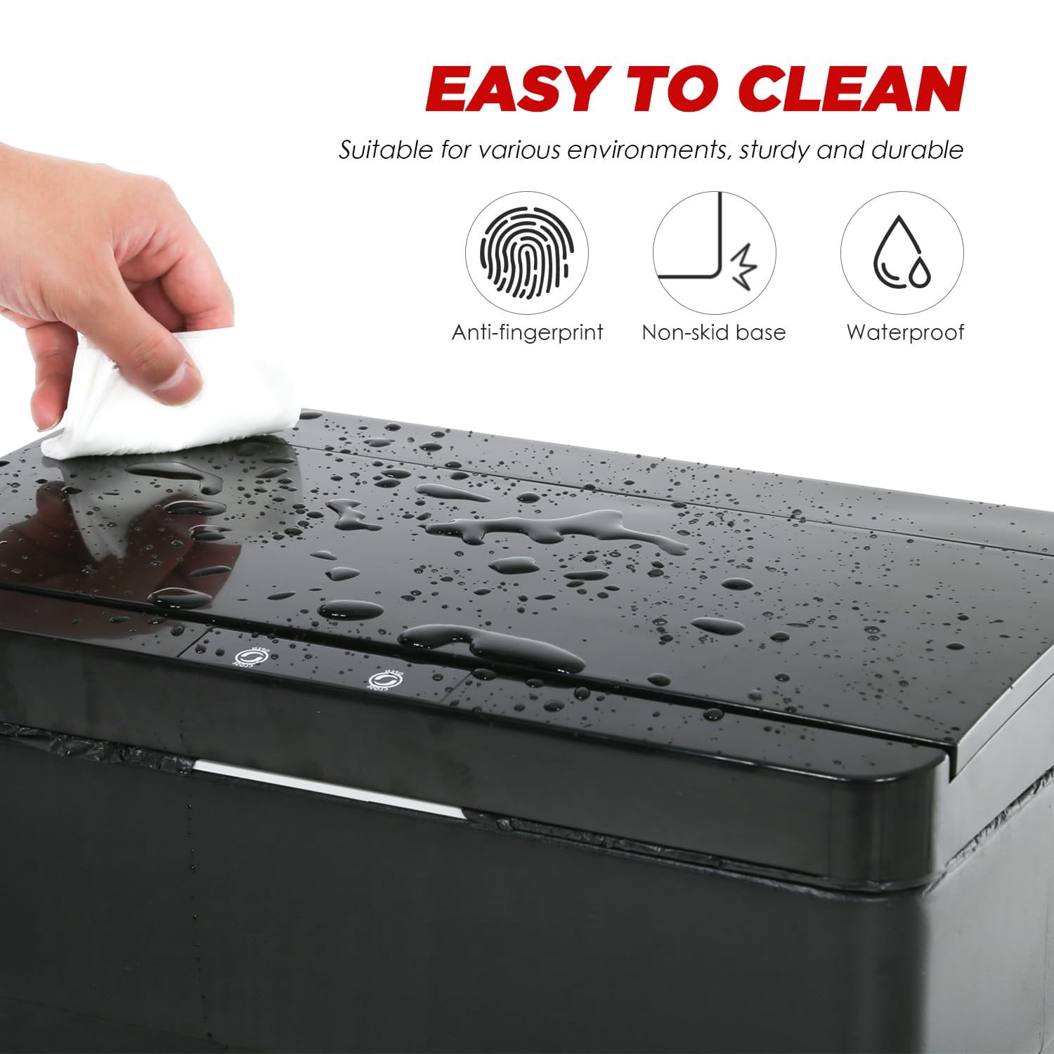 BestOffice 13 gallon Automatic Plastic Trash Can with Lid, Touch Free with Motion Sensor for Indoor Use, 4 Pack(Black)