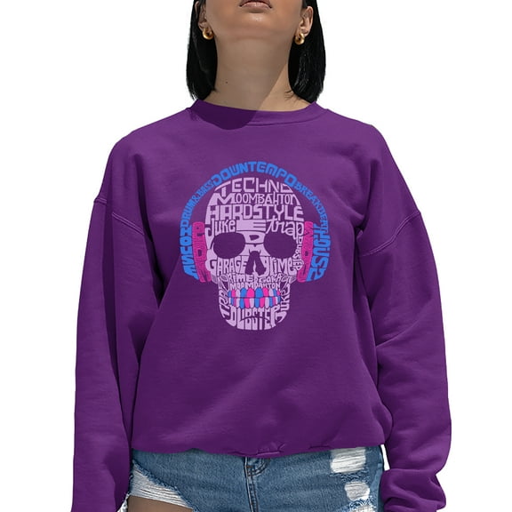 Women's Word Art Crewneck Sweatshirt - Styles of EDM Music