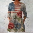 thumbnail image 2 of HEILAU Independence Day Shirts for Women American Flag Graphic T Retro Floral Print T Shirt Half Sleeve V Neck Shirt Loose Large Size Patriotic Tops, 2 of 3
