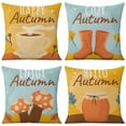 thumbnail image 1 of Hello Autumn Orange Decorative Pillows Set Of 4, Linen Fall Leaves Cushion Covers Linen Study Sofa Cushion Cover, 1 of 5