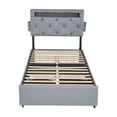 thumbnail image 3 of JERFIT Twin Bed Frame with RGB LED Headboard, USB Charging Ports, 4 Storage Drawers, Upholstered Platform Bed with No Box Spring Needed, Light Gray, 3 of 10