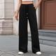 thumbnail image 5 of Pantalones Deportivos Anchos de Cintura Alta para Mujer, Holgados y con Cordón, A para Adolescentes Negro S, 5 of 9