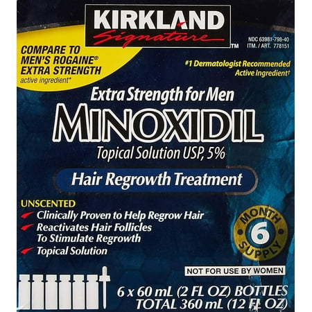 Minoxidil 5% Extra Strength Hair Regrowth for Men, 6 month supply