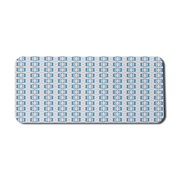 Abstract Computer Mouse Pad, Optical Art Style Modern Geometric Forms and Dimension Style Effects Hipster, Rectangle Non-Slip Rubber Mousepad X-Large, 35" x 15", Sea Blue Pearl, by Ambesonne