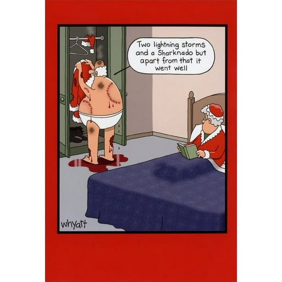 Nobleworks Santa Sharknado Funny Tim Whyatt Christmas Card (1 card/1 envelope)