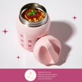 thumbnail image 4 of - Tarro de acero inoxidable, doble pared sellado al aspiradora, recipiente de almacenamiento de alimentos con tapa de asa de transporte, 24 onzas, color rosa con diseño de lazo, 4 of 5