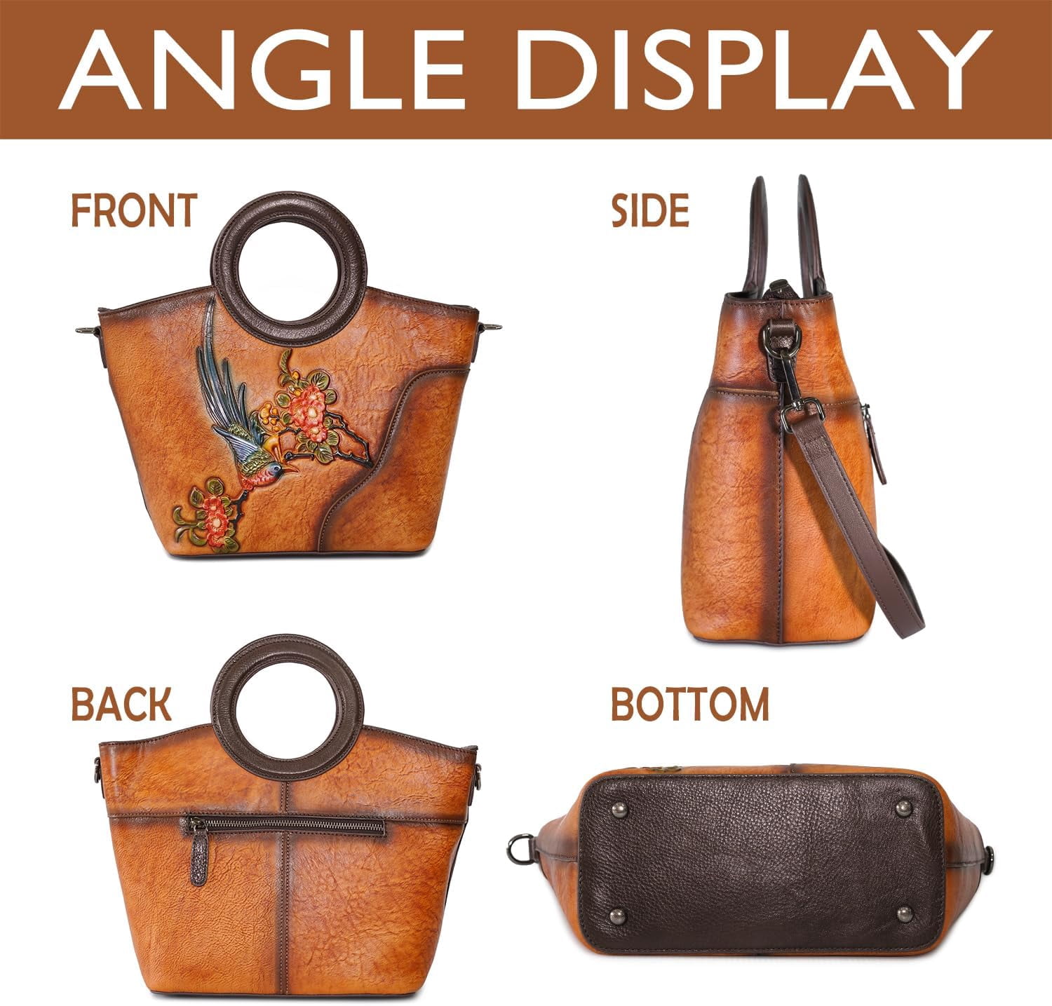 Kwuty Leather Satchel for Women Top Handle Bags Handmade Purse Vintage Embossed Leather Crossbody Handbags Hobo Bag