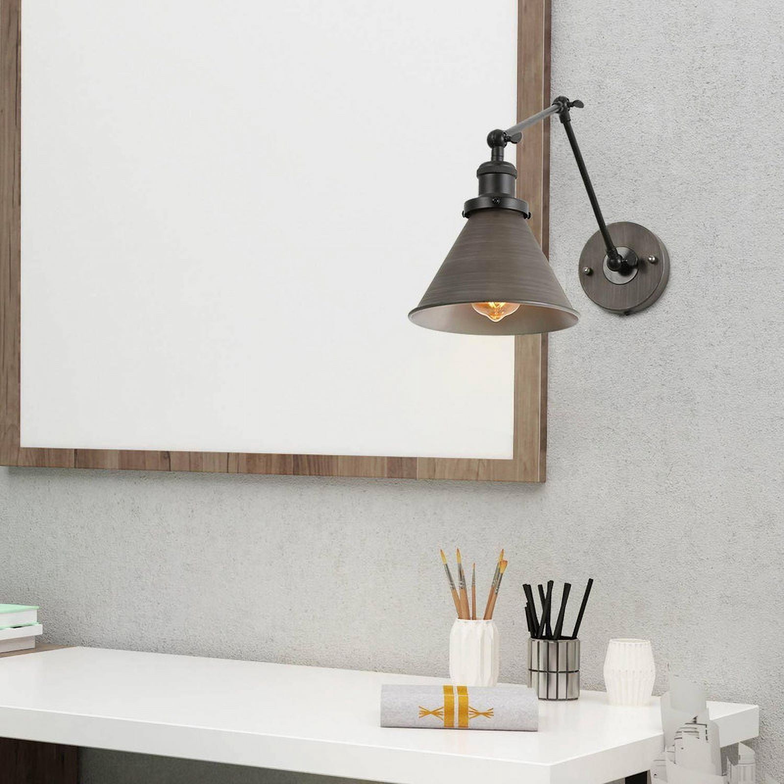 LNC 7.4-in W 1-Light Gray Modern LED Wall Sconce for Dressing Room, Powder Room
