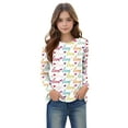 thumbnail image 2 of VKOYWKM Girls Valentine Tops Long Sleeve Crew Neck Heart Graphic Holiday Shirts for Valentine's Day Gifts, 2 of 7