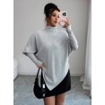 thumbnail image 3 of Women's Poncho Pullover Sweater Turtleneck Long Sleeve Knit Top Loose Fit for Casual Outings, 3 of 6