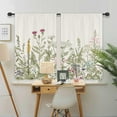thumbnail image 3 of Light Green Leave Plant Small Short Kitchen Curtains Floral Botanical Wildflower Flower Floral Rod Pocket Farmhouse Cafe Curtains Herb Vintage Cute Bedroom Living Room Treatment Fabric, 3 of 6