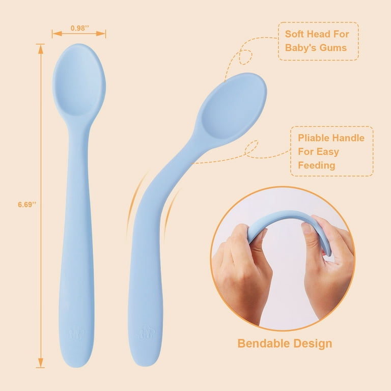 NETANY Silicone Baby Feeding Spoons, First Stage Infant Soft-Tip Easy on  Gums I Training Spoon Self | Utensils Supplies, Dishwasher & Boil-proof, 6