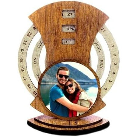 Perpetual Calendar | Eternal Calendar with Insertable Photos | Wooden Home and Office Decor | Personalized Gift for Husband Birthday$$Home Decor, Kitchen, & Other