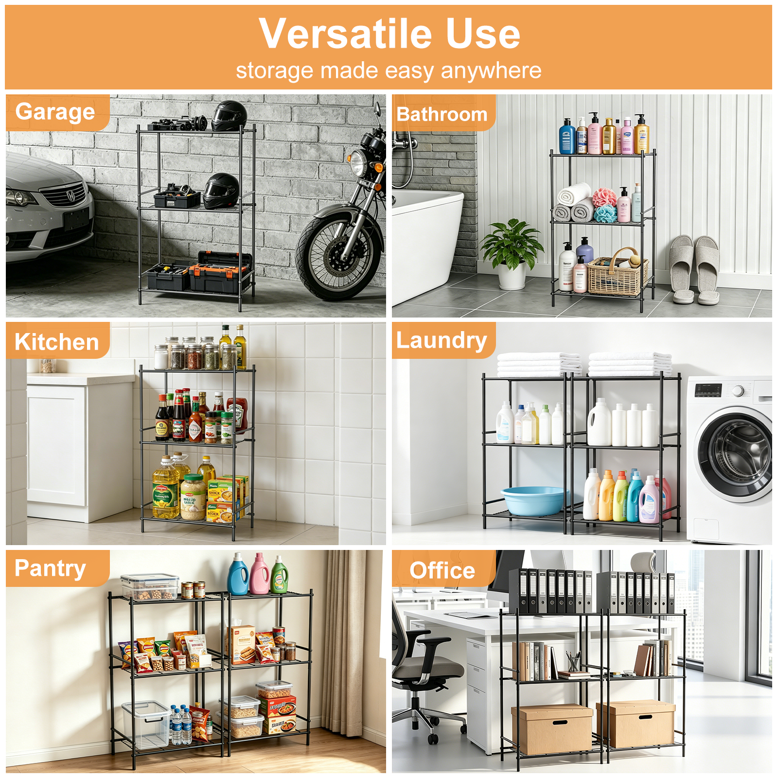 TAIMASI 3-Shelf Steel Wire Rack Storage Shelving Unit photo 8
