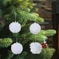 thumbnail image 4 of 12PCS White Christmas Tree Ornaments Set, 8cm Lace Trim Shatterproof Balls with Mixed Designs for Holiday Home Office Party Decorations, 4 of 9