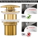 thumbnail image 2 of ZHAOCHENG Tapón de desagüe universal para fregadero y lavabo - Válvula emergente moderna - Válvula de desagüe con rebosadero, latón, acero inoxidable, dorado, 2 of 5