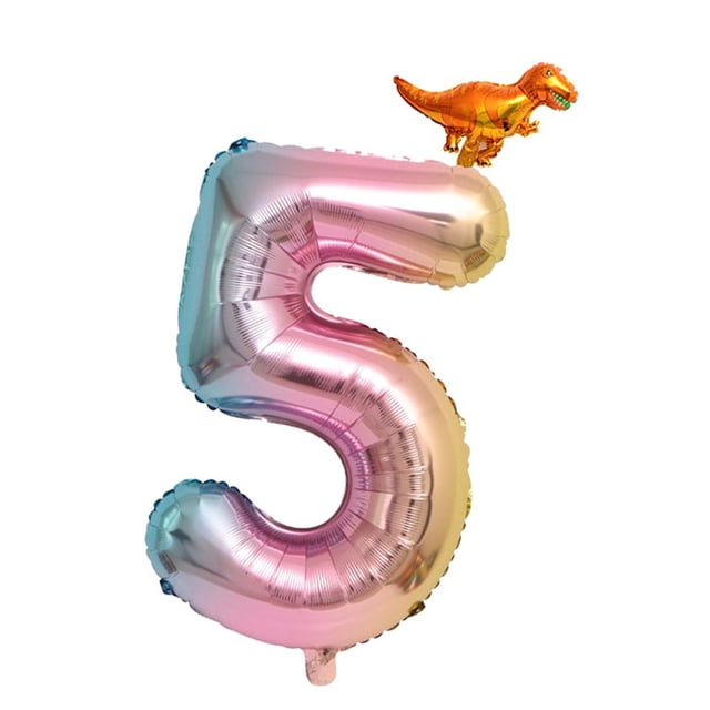 de papel de aluminio degradado de 32 pulgadas Números grandes 0-9 Decoraciones para de cumpleaños Globo de número grande de Cinco BLESIY Globo digital