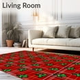 thumbnail image 2 of ODIKA 2'x3' Machine Washable Non-Slip Area Rug, Classic Plaid Featuring Interlocking Holly Leaves and Berries High Traffic Rug with Pad, Red, 739271, 2 of 8