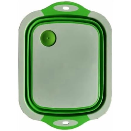 Collapsible BBQ Prep Tub with Cutting Board & Knife – 3-in-1 Portable Food Prep Solution for BBQs, Camping, and Outdoor Cooking(GREEN)
