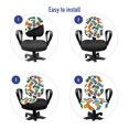 thumbnail image 4 of Cartoon Office Chair Slipcover, Colorful Rain Boots Cloudy Weather Autumnal Illustraiton, Protective Stretch Decorative Fabric Cover, Standard Size, Marigold Sky Blue, by Ambesonne, 4 of 5