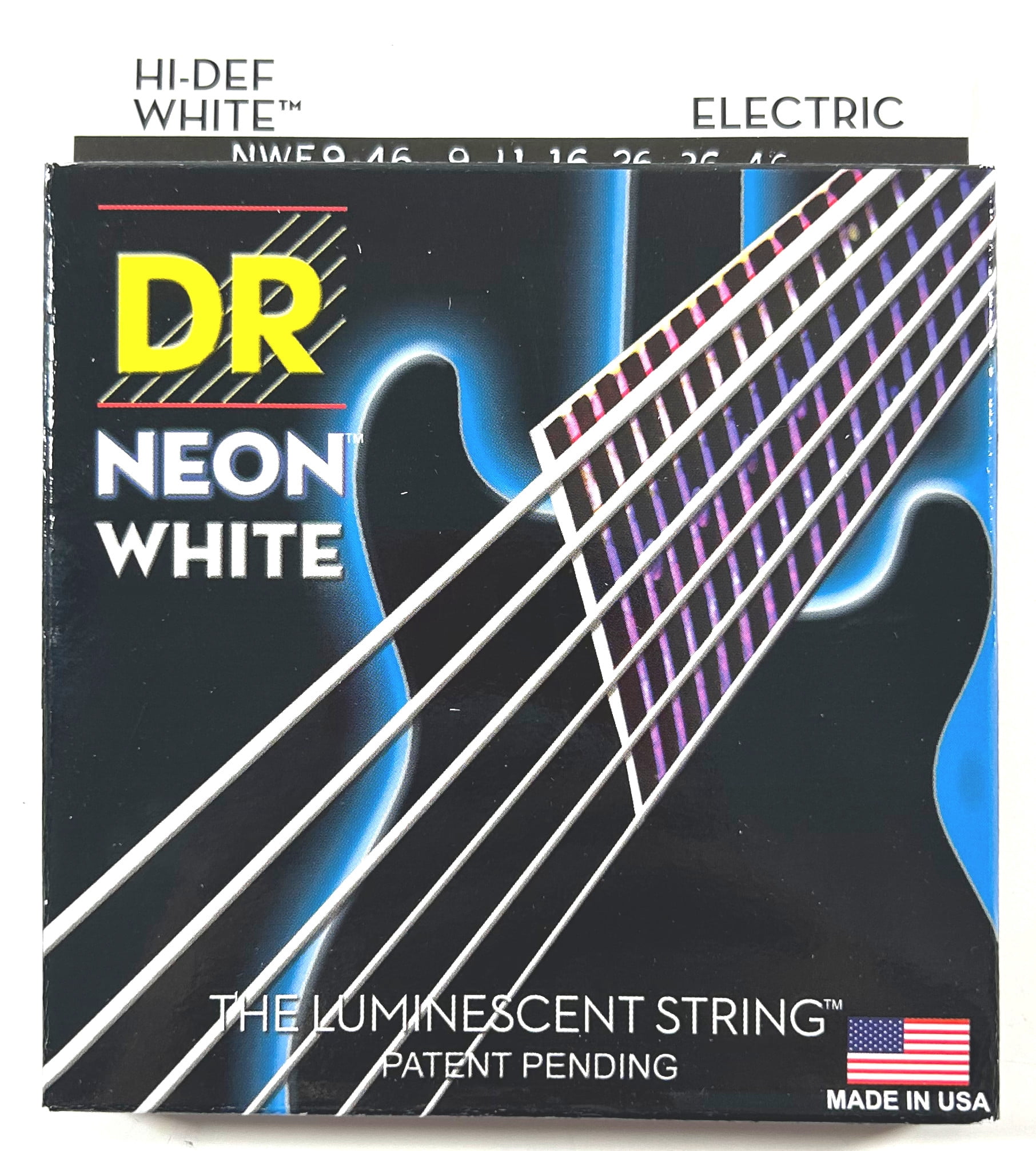 DR Strings Guitar Strings 3 Packs Electric Neon White 09-46 Light and Heavy