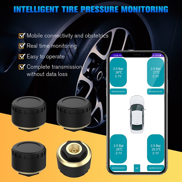 Sensor de neumáticos externo Pantalla de teléfono móvil Sensor de alarma de presión de neumáticos Accesorios