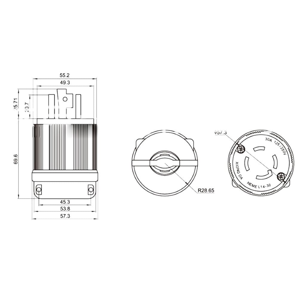 Nema L14-30 Male Plug & Female Receptacle 30A 125/250V L14-30P L14-30R B2999