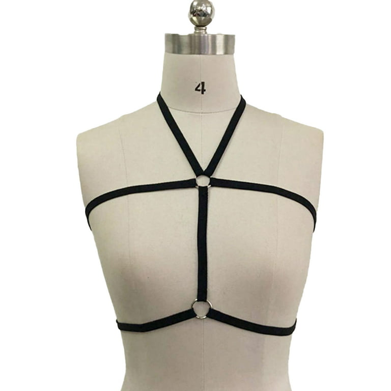 Cilcicy Women Goth Lingerie Straps Sexy Body Open Cup Harness Bra Underwear  