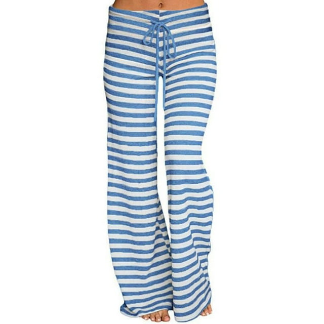 Sonducket Pantalones de yoga de pierna ancha con cordón de cintura elástica estampado a rayas para mujer Prendas para la parte inferior del cuerpo Azul L Sonducket AP001985-13
