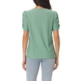thumbnail image 3 of INSPIRAR CHIC Blusas de Manga Corta Fruncidas para Mujeres, Blusas Elegantes y Casuales con Cuello Redondo, Camisetas de Verano, M Verde, 3 of 5