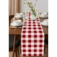 thumbnail image 2 of Red Farmhouse Burlap Cotton Table Runner 13x108 Inches Long, Gradient Buffalo Plaid Lattice Grid Farmhouse Table Runners, Outdoor Dining Tablecloths Decor for Baby Shower/Party/Wedding, 2 of 6