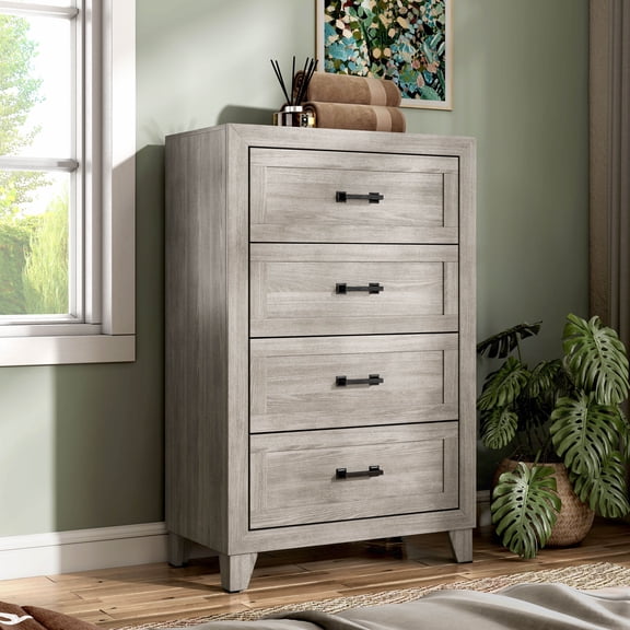 Furniture of America Garrison 4-Drawer Wood Bedroom Chest, Washed White