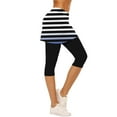 thumbnail image 2 of Iugvhana Skirted Leggings for Women Striped Athletic Tennis Skorts Capris Stretch High Waisted Workout Gym Yoga Legging with Skirt Black L, 2 of 6