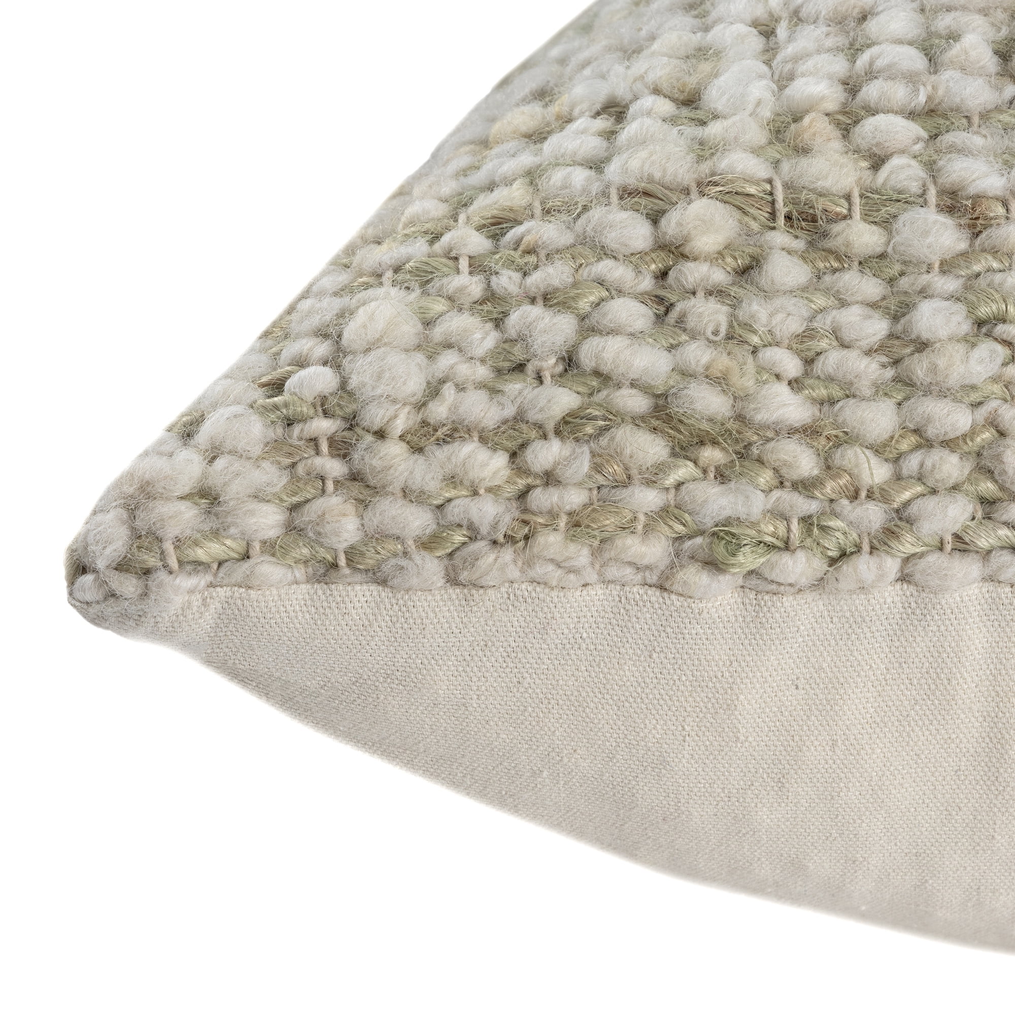 Harlow Hill Tulsa 22" x 22" Ivory/Green Striped Wool Blend Adult Decorative Throw Pillow Cover