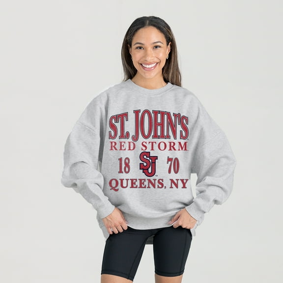 Women's Gameday Couture Ash St. John's Red Storm Premium Fleece Pullover Sweatshirt