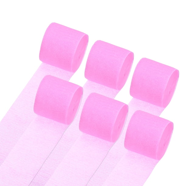 Uxcell Cintas de Papel Crepé 6 Rollos 196.8ft para Decoración, Rosa (1.4 in x 32.8 ft/Rollo)