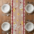thumbnail image 4 of Table Runner 48 Inches Long for Kitchen Dining, Red Gnomes Dresser Scarf Farmhouse, Dining Table Decorations for Wedding/Parties, Spring Daisy Wildflowers Farmhouse Wooden Plank 13 x 48 In, 4 of 8