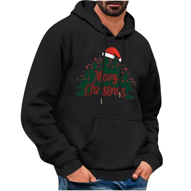 fheaev Chandails à Capuche pour Hommes Automne Chandails à Capuche pour Hommes de Noël Imprimés Chandail à Capuche Décontracté à Manches Longues