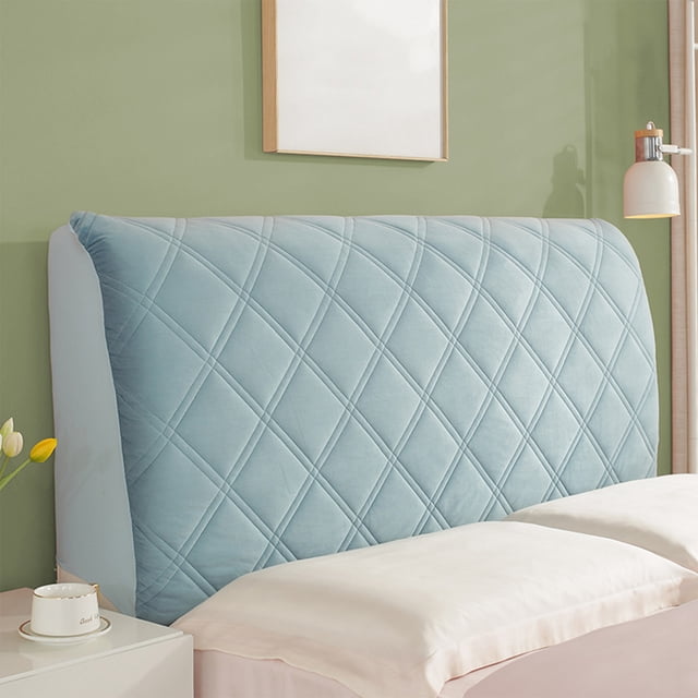 YoGold Thickened Diagonal Grid Headboard Cover – Elastic Stretchable Soft Padded Headboard Protector for 71 Inch Bed Blue
